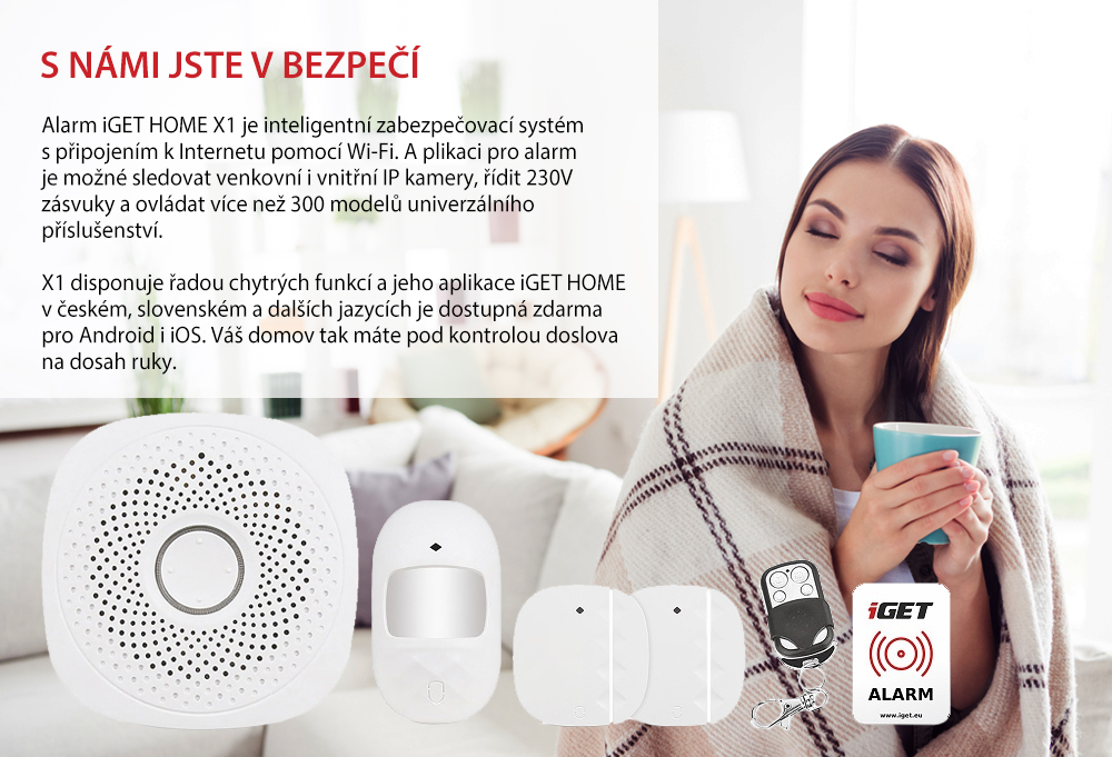 Obrázek iGET HOME X1 - Inteligentní Wi-Fi alarm, v aplikaci i ovládání IP kamer a zásuvek, Android, iOS