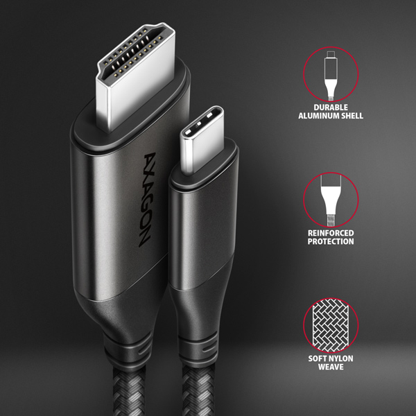 Obrázek AXAGON RVC-HI2MC, USB-C -> HDMI 2.0a redukce / kabel 1.8m, 4K/60Hz HDR10