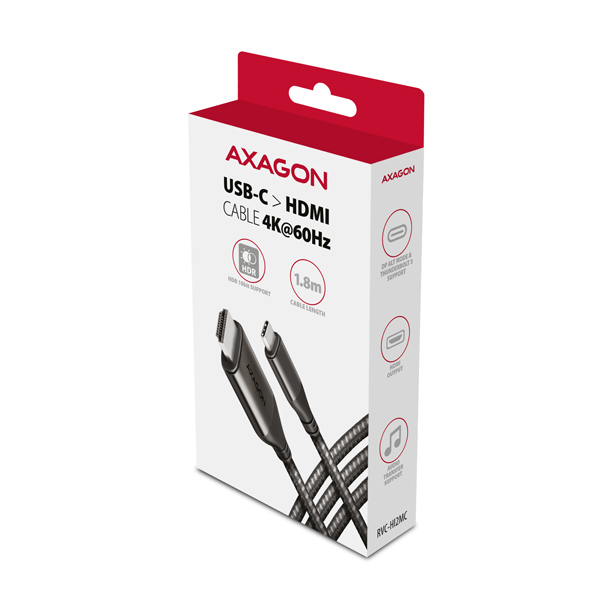 Obrázek AXAGON RVC-HI2MC, USB-C -> HDMI 2.0a redukce / kabel 1.8m, 4K/60Hz HDR10