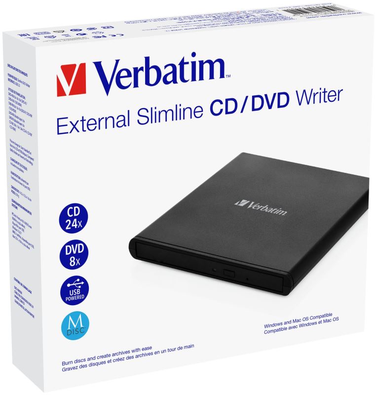 Obrázek Externí CD/DVD mechanika Verbatim Slimline, USB 2.0 (53504)