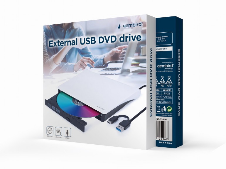 Obrázek GEMBIRD External DVD-RW DVD-USB-03-BW black-white