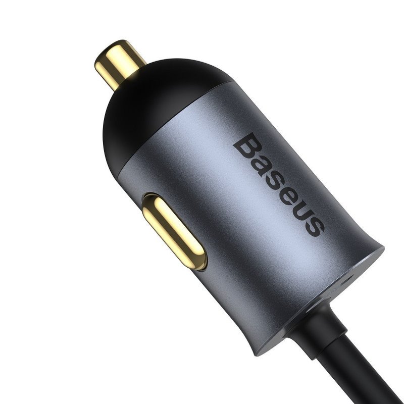 Obrázek Baseus CCBT-A0G Rychlá Nabíječka do Auta s Prodlužovacím Kabelem 120W 3x USB +1xUSB-C Gray