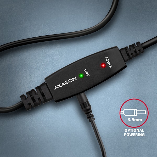 Obrázek AXAGON ADR-215B, USB 2.0 A-M -> B-M aktivní propojovací / repeater kabel, 15m