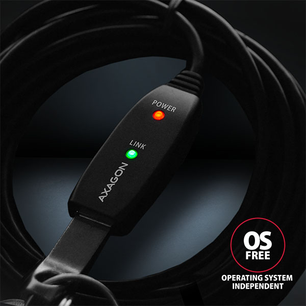 Obrázek AXAGON ADR-310, USB 3.2 Gen 1 A-M -> A-F aktivní prodlužovací / repeater kabel, 10m