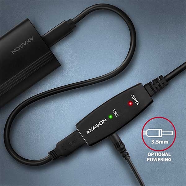 Obrázek AXAGON ADR-220, USB 2.0 A-M -> A-F aktivní prodlužovací / repeater kabel, 20m