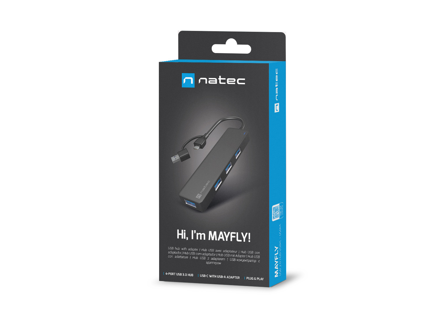 Obrázek Rozbočovač Natec MAYFLY 4xUSB-A 3.0 HUB + USB-A adaptér