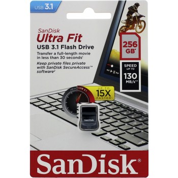 SanDisk Ultra Fit/256GB/130MBps/USB 3.1/USB-A/Černá