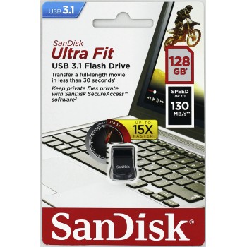Obrázek SanDisk Ultra Fit/128GB/130MBps/USB 3.1/USB-A/Černá