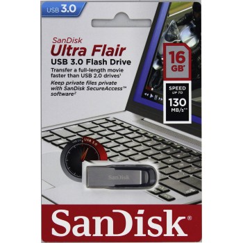 Obrázek SanDisk Ultra Flair/16GB/130MBps/USB 3.0/USB-A/Černá