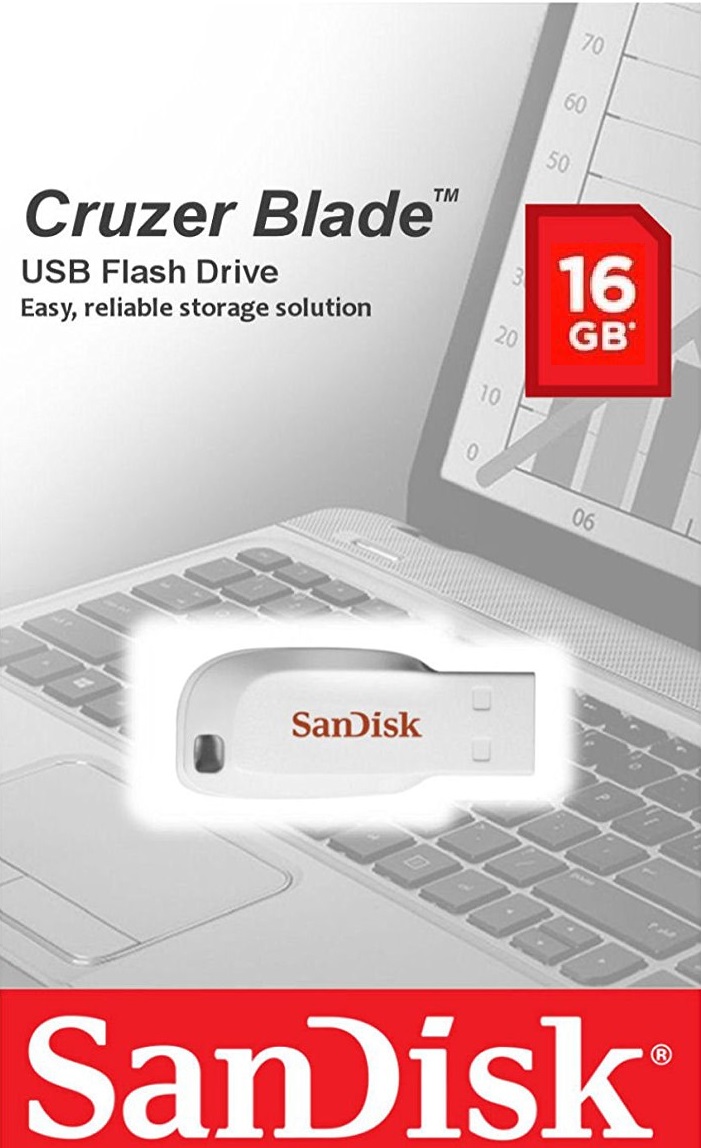 SanDisk Cruzer Blade/16GB/USB 2.0/USB-A/Bílá