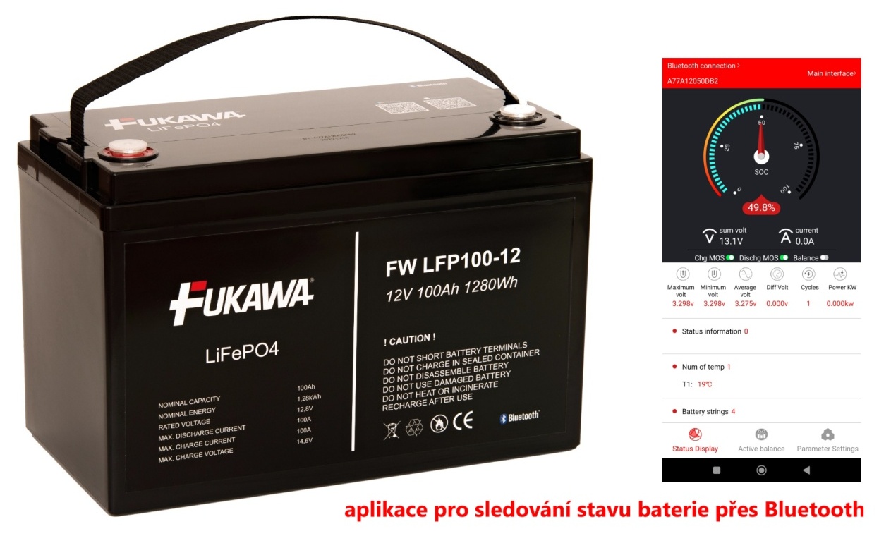 Obrázek FUKAWA LFP100-12 LiFePo4 (12,8V 100Ah Bluetooth)