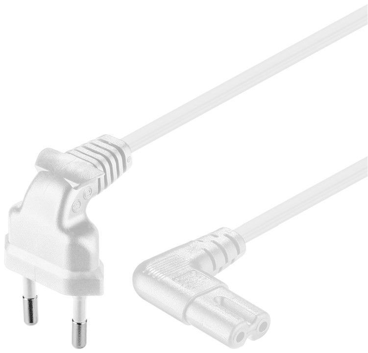 Obrázek PremiumCord Kabel síťový 230V k magnetofonu se zahnutými konektory 3m bílý