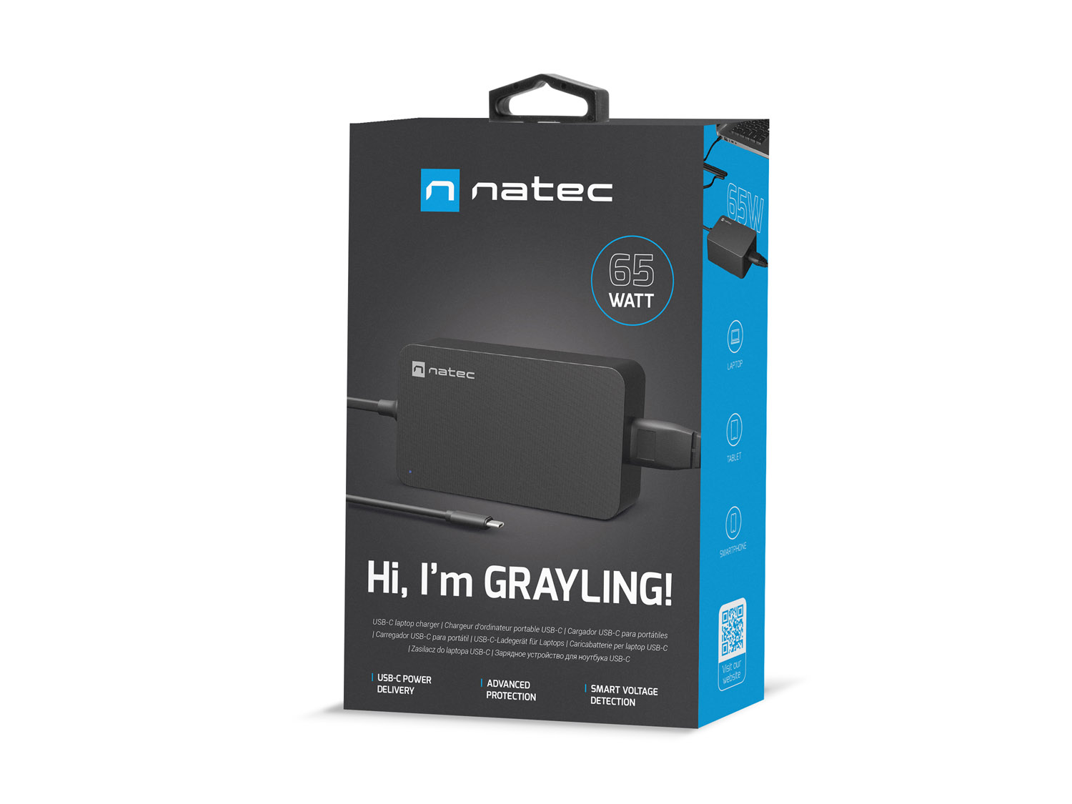 Obrázek Nabíječka Natec GRAYLING 65W USB-C pro notebooky, tablety, smartphony