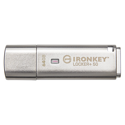 Kingston IronKey Locker+ 50/64GB/USB 3.1/USB-A/Stříbrná