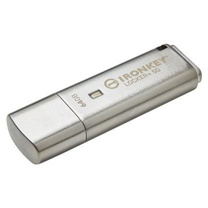 Obrázek Kingston IronKey Locker+ 50/64GB/USB 3.1/USB-A/Stříbrná