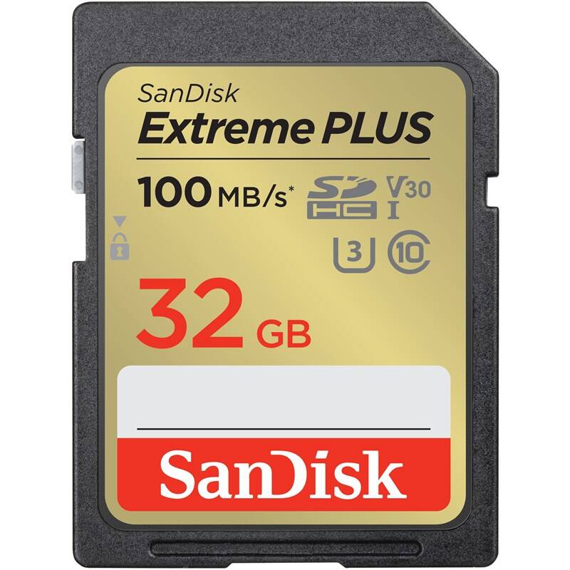 Obrázek SanDisk Extreme PLUS/SDHC/32GB/100MBps/UHS-I U3 / Class 10/Černá