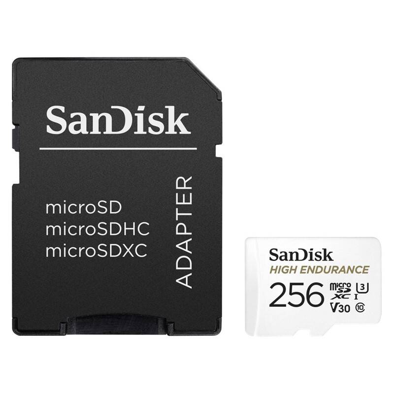 Obrázek SanDisk High Endurace/micro SDXC/256GB/100MBps/Class 10/+ Adaptér/Bílá