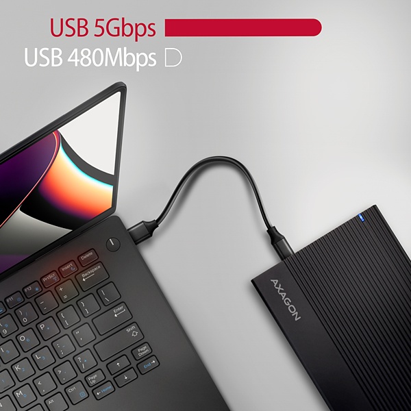 Obrázek AXAGON EE35-GTR, USB-C 5Gbps - SATA 6G 3.5" RIBBED box, černý