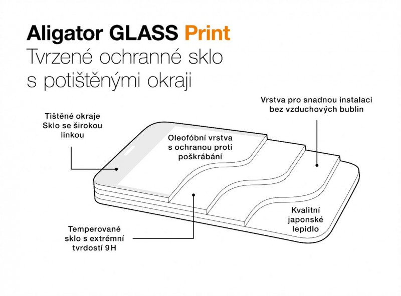 Obrázek Aligator ochranné tvrzené sklo GLASS PRINT, Samsung Galaxy A34 (5G), černá, celoplošné lepení