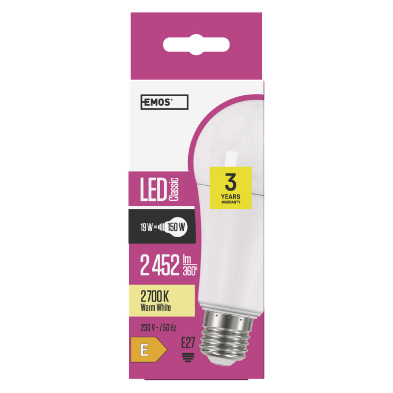 Obrázek EMOS LED CLS A67 19W(150W) 2452lm E27 WW