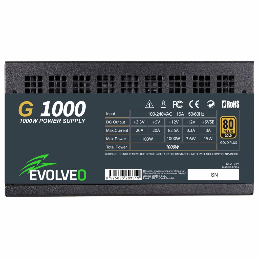 Obrázek EVOLVEO G1000/1000W/ATX 3.0/80PLUS Gold/Modular