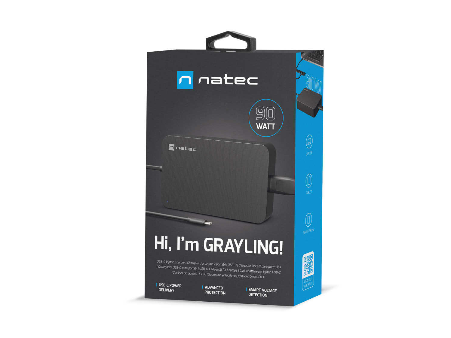 Obrázek Nabíječka Natec GRAYLING 90W USB-C pro notebooky, tablety, smartphony