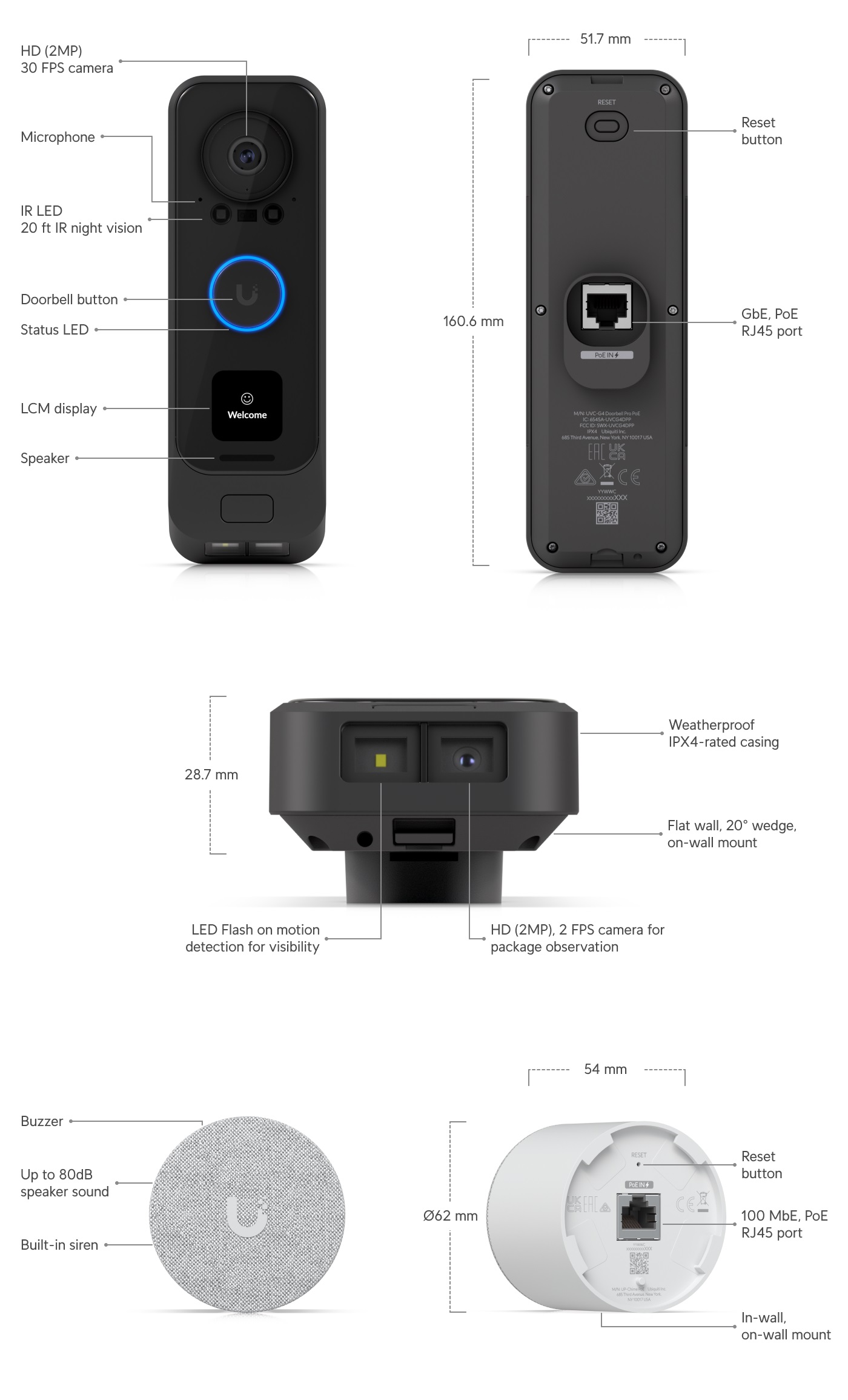 Obrázek Ubiquiti UVC-G4 Doorbell Pro PoE Kit - G4 Doorbell Professional PoE Kit