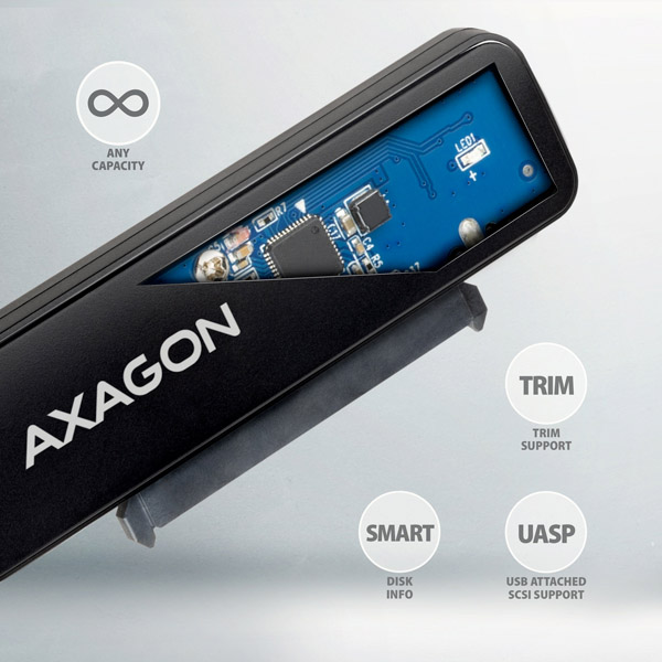 Obrázek AXAGON ADSA-FP2C, USB-C 5Gbps - SATA 6G 2.5" SSD/HDD SLIM adaptér