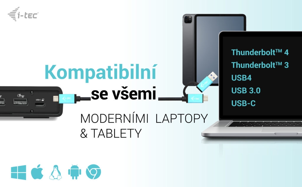 Obrázek i-tec USB 3.0 / USB-C / Thunderbolt Dual Display Docking Station, PD 100W