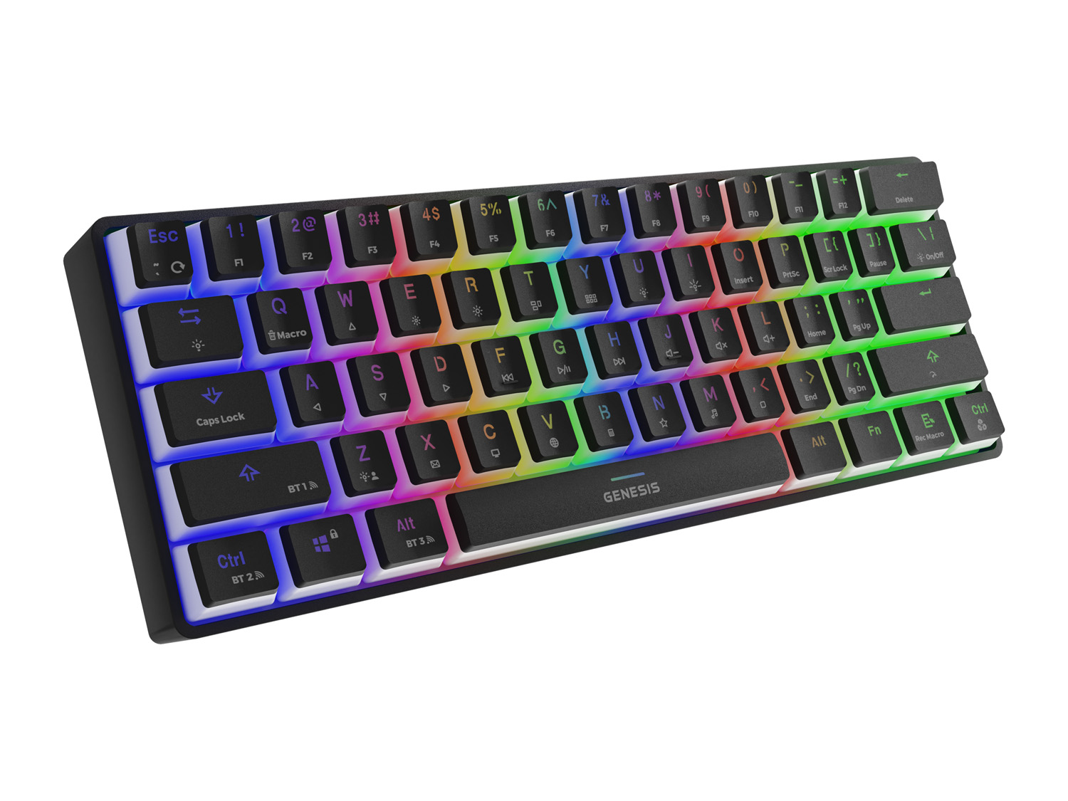 Obrázek Genesis herní klávesnice THOR 660/RGB/Gateron Brown/Bezdrátová USB + Bluetooth/US layout/Černá