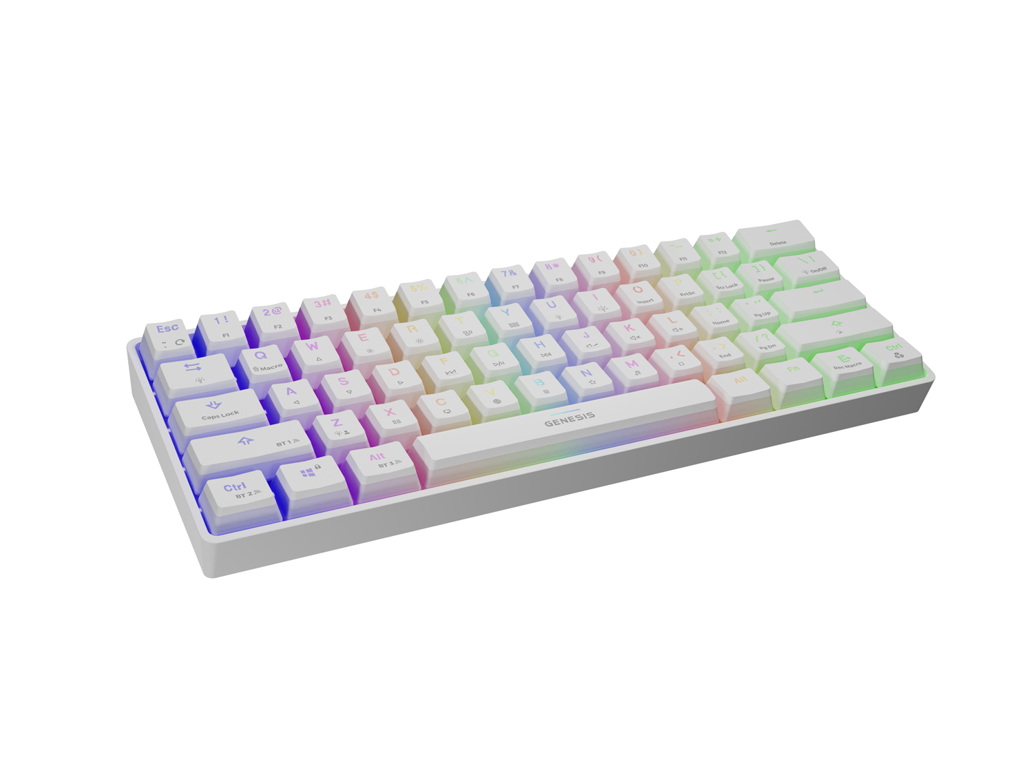 Obrázek Genesis herní klávesnice THOR 660/RGB/Gateron Brown/Bezdrátová USB + Bluetooth/US layout/Bílá