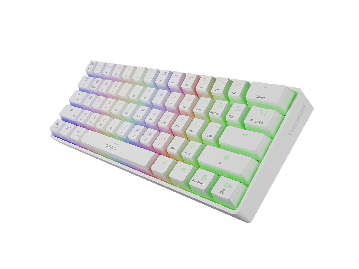 Obrázek Genesis herní klávesnice THOR 660/RGB/Gateron Brown/Bezdrátová USB + Bluetooth/US layout/Bílá