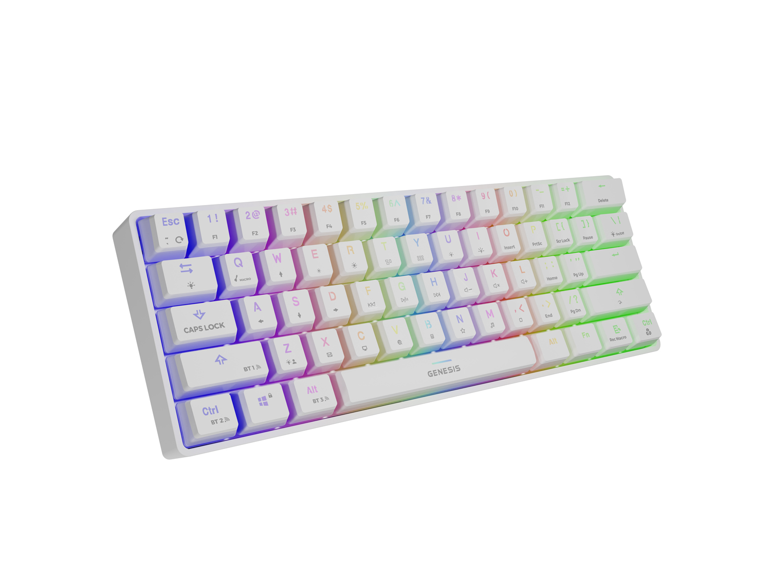 Obrázek Genesis herní klávesnice THOR 660/RGB/Gateron Brown/Bezdrátová USB + Bluetooth/US layout/Bílá