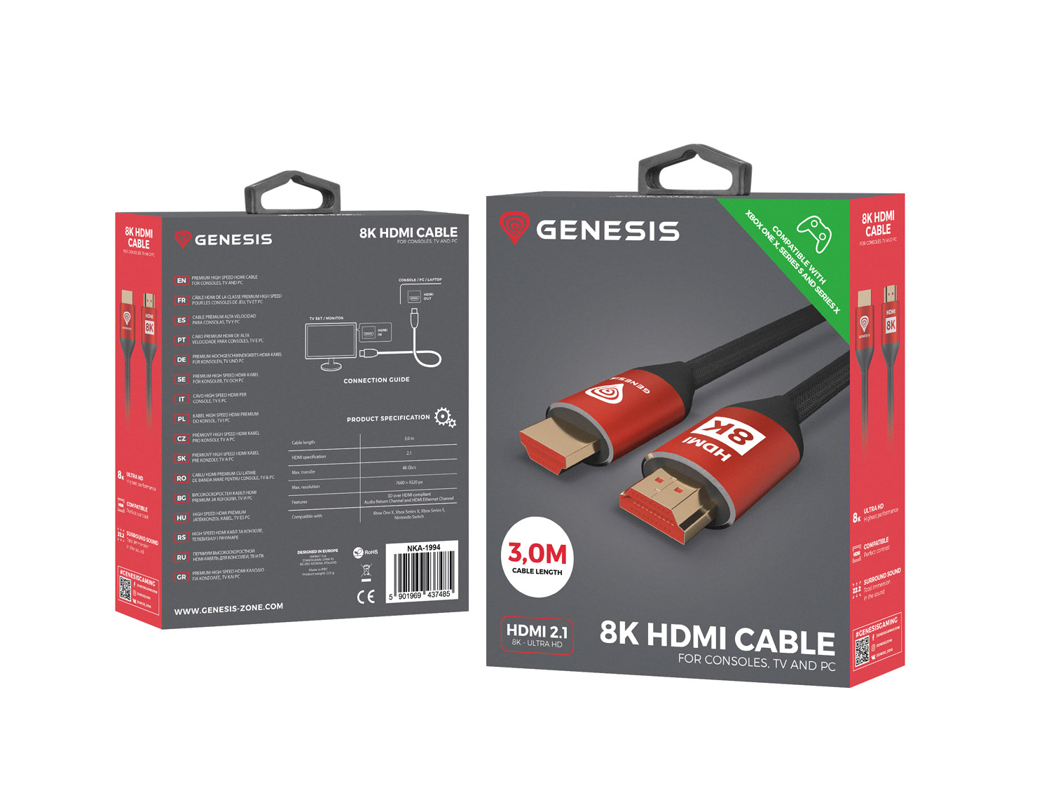 Obrázek Genesis kabel HDMI M/M V2.1 3M 8K pro XBOX X/S