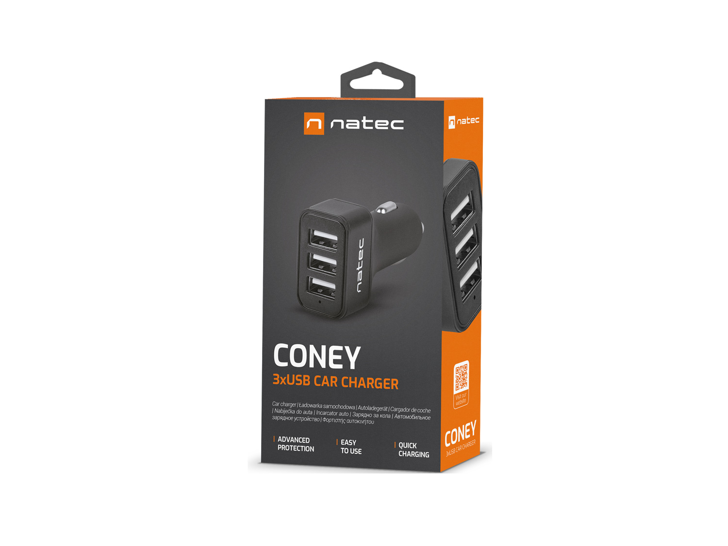 Obrázek Natec nabíječka do auta CONEY, 2XUSB, 1XUSB-C, 84W