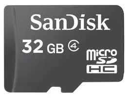 Obrázek Sandisk/micro SDHC/32GB/18MBps/Class 4/+ Adaptér/Černá