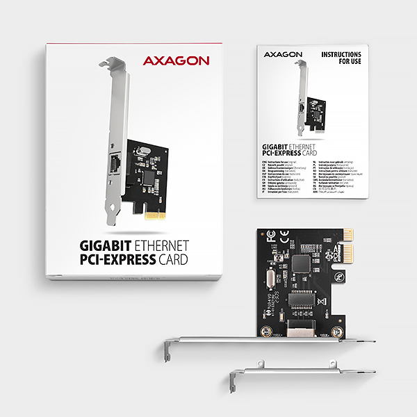 Obrázek AXAGON PCEE-GRL, PCIe síťová karta - 1x Gigabit Ethernet port (RJ-45), Realtek 8111L, vč. LP