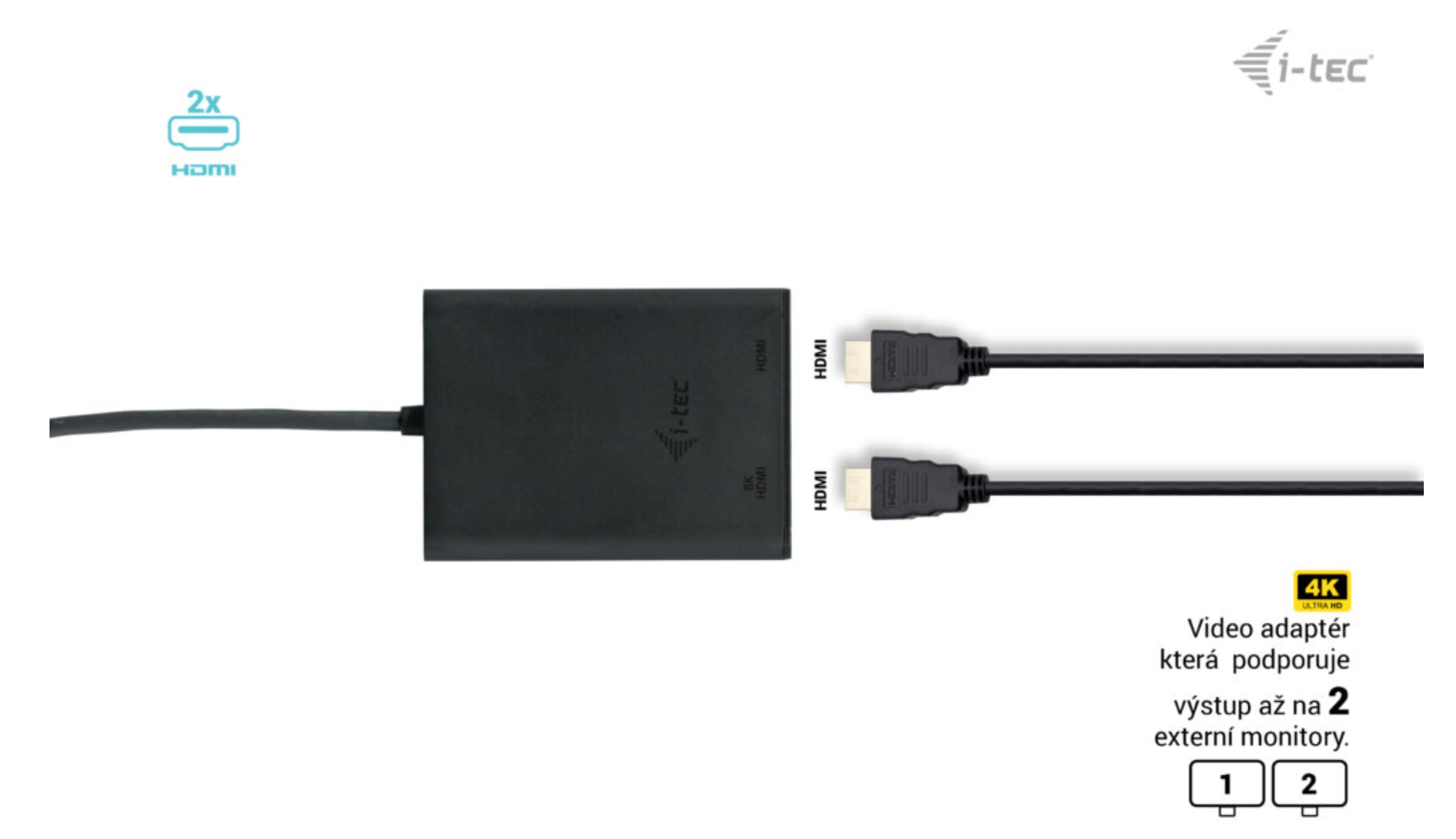 Obrázek i-tec USB-C Dual 4K/60Hz (single 8K/30Hz) HDMI Video Adapter