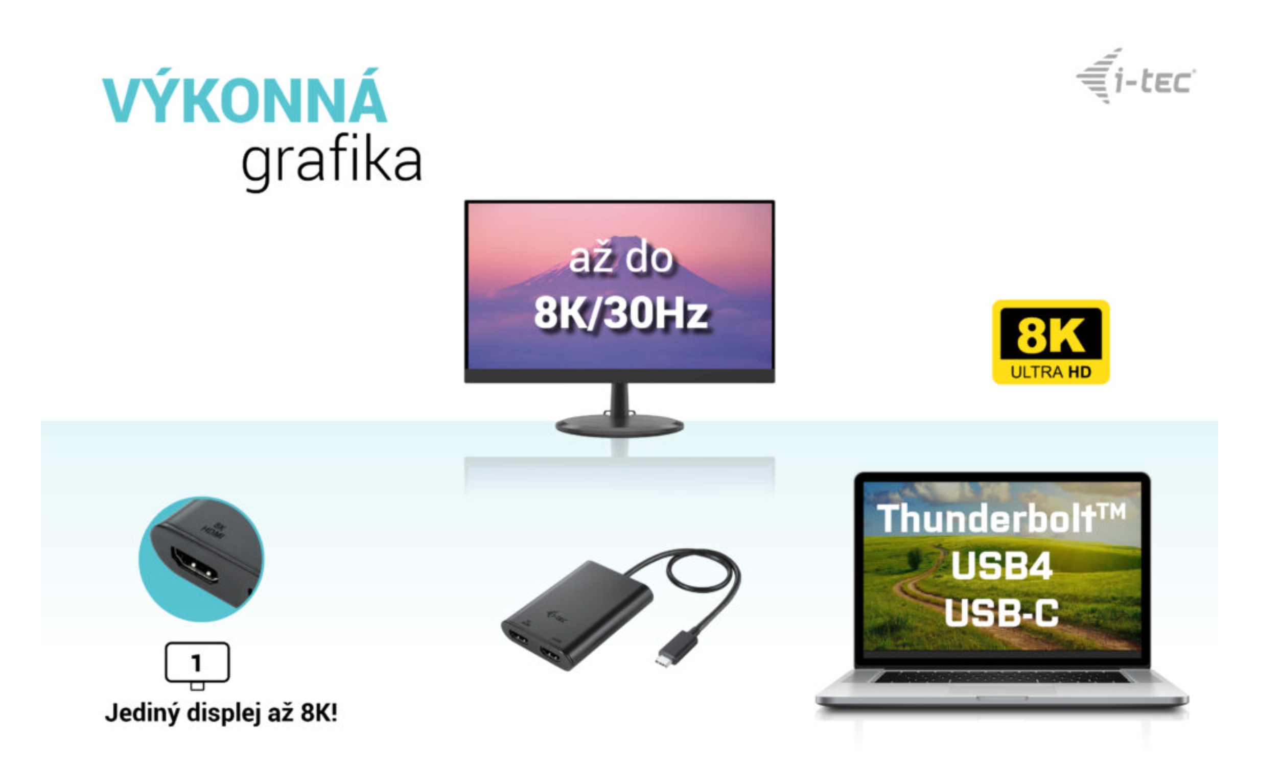 Obrázek i-tec USB-C Dual 4K/60Hz (single 8K/30Hz) HDMI Video Adapter