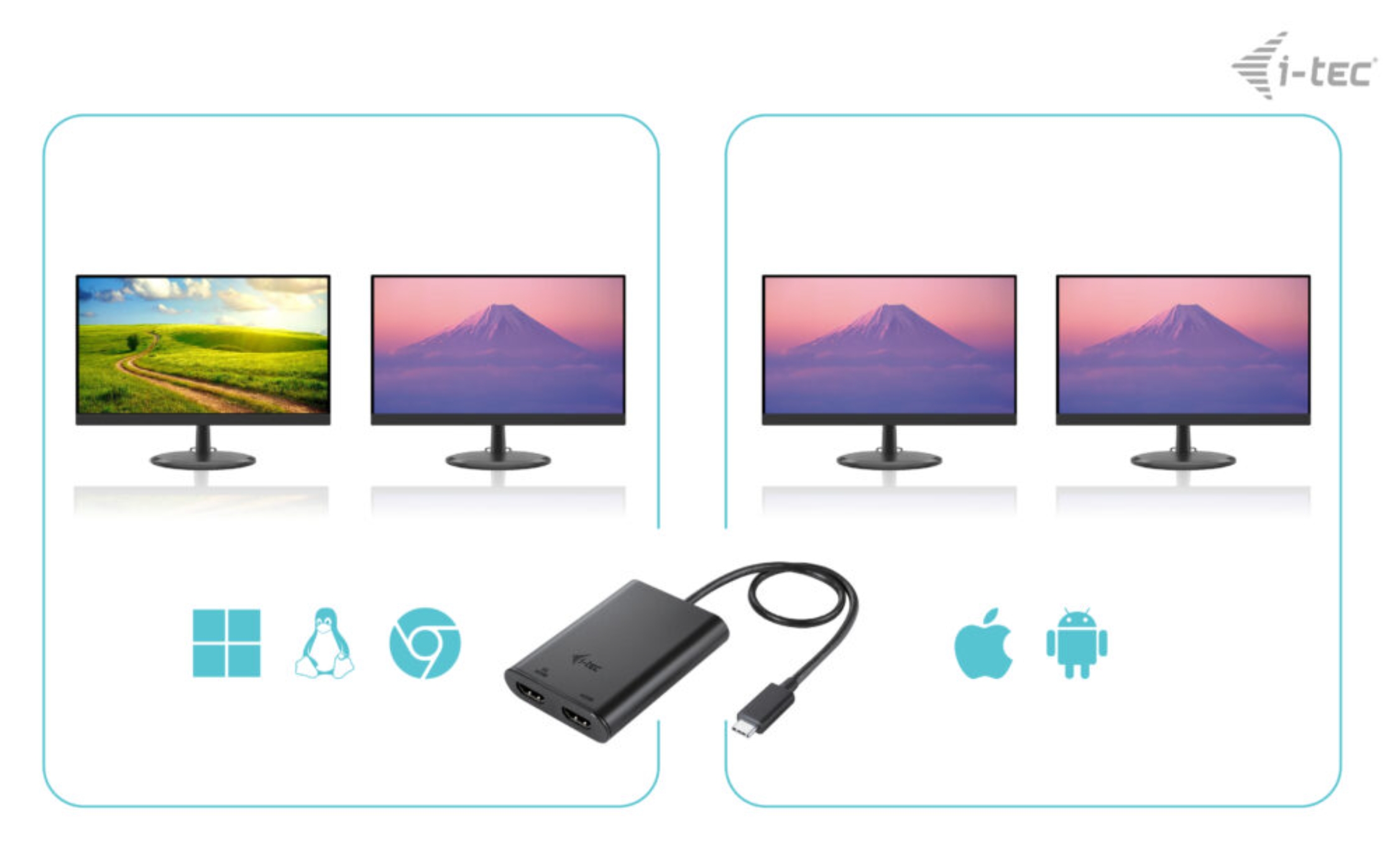 Obrázek i-tec USB-C Dual 4K/60Hz (single 8K/30Hz) HDMI Video Adapter