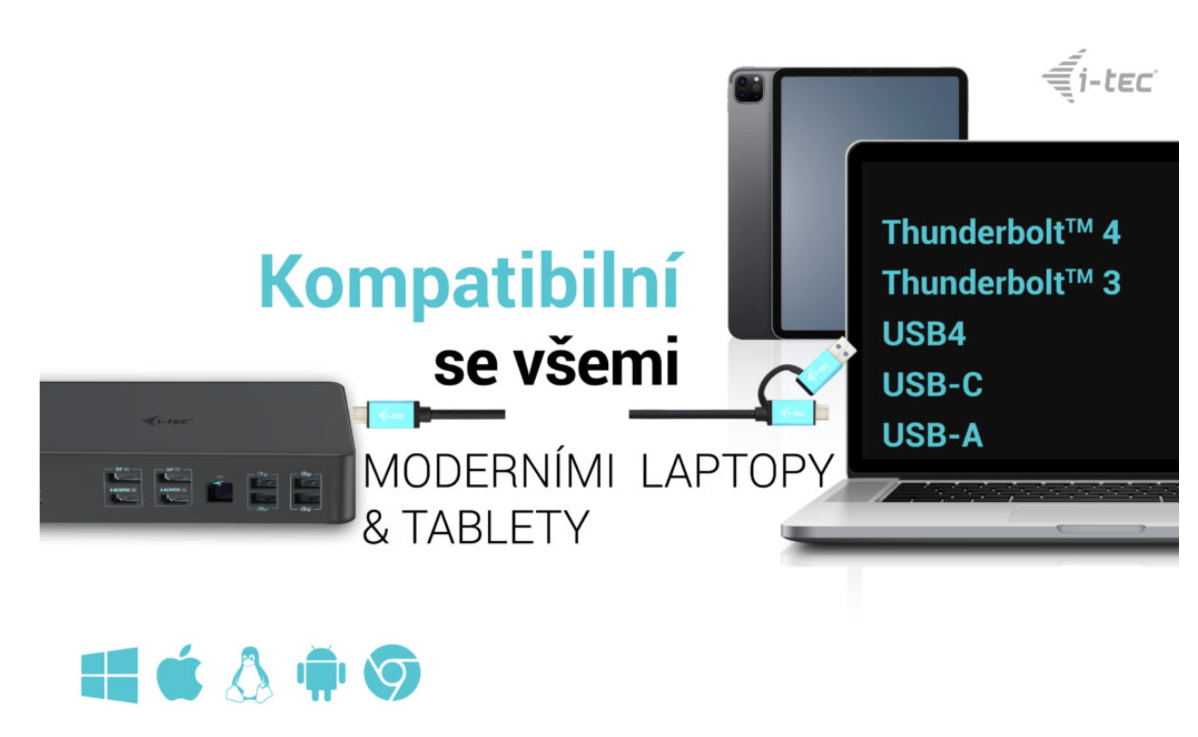 Obrázek i-tec USB 3.0/USB-C/Thunderbolt 3 Professional Dual 4K Display Docking Station Gen2, PD 100W