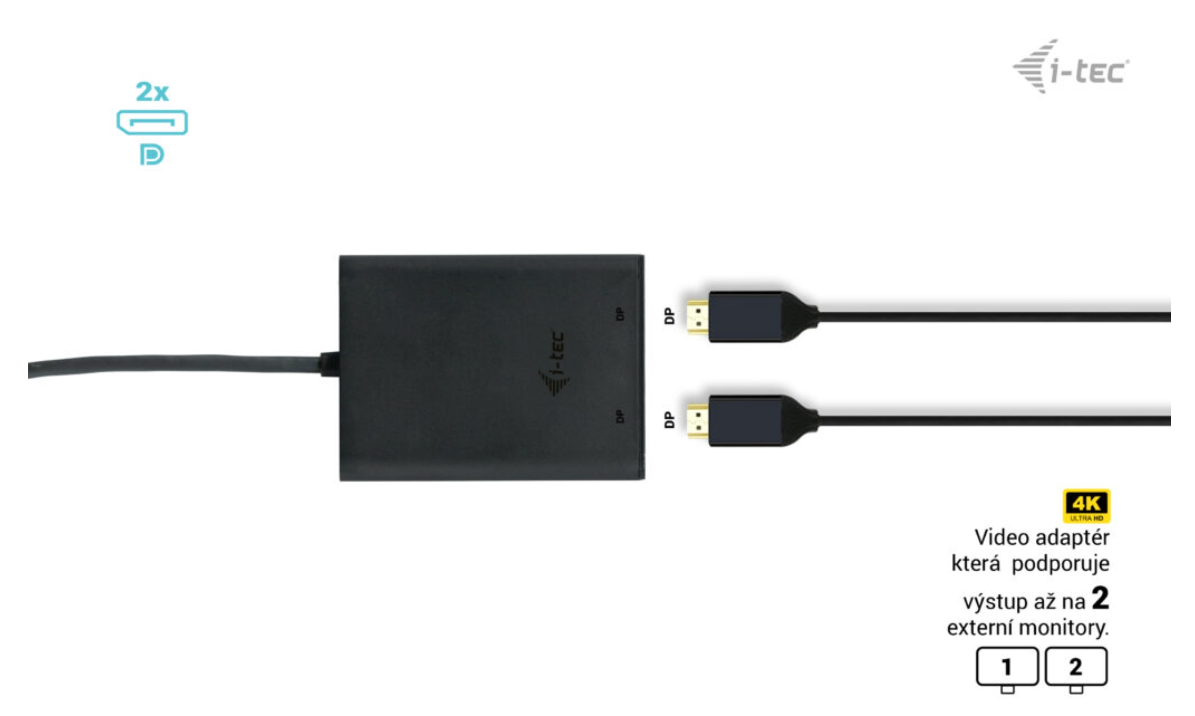 Obrázek i-tec USB-C Dual 4K/60Hz (single 8K/30Hz) DP Video Adapter