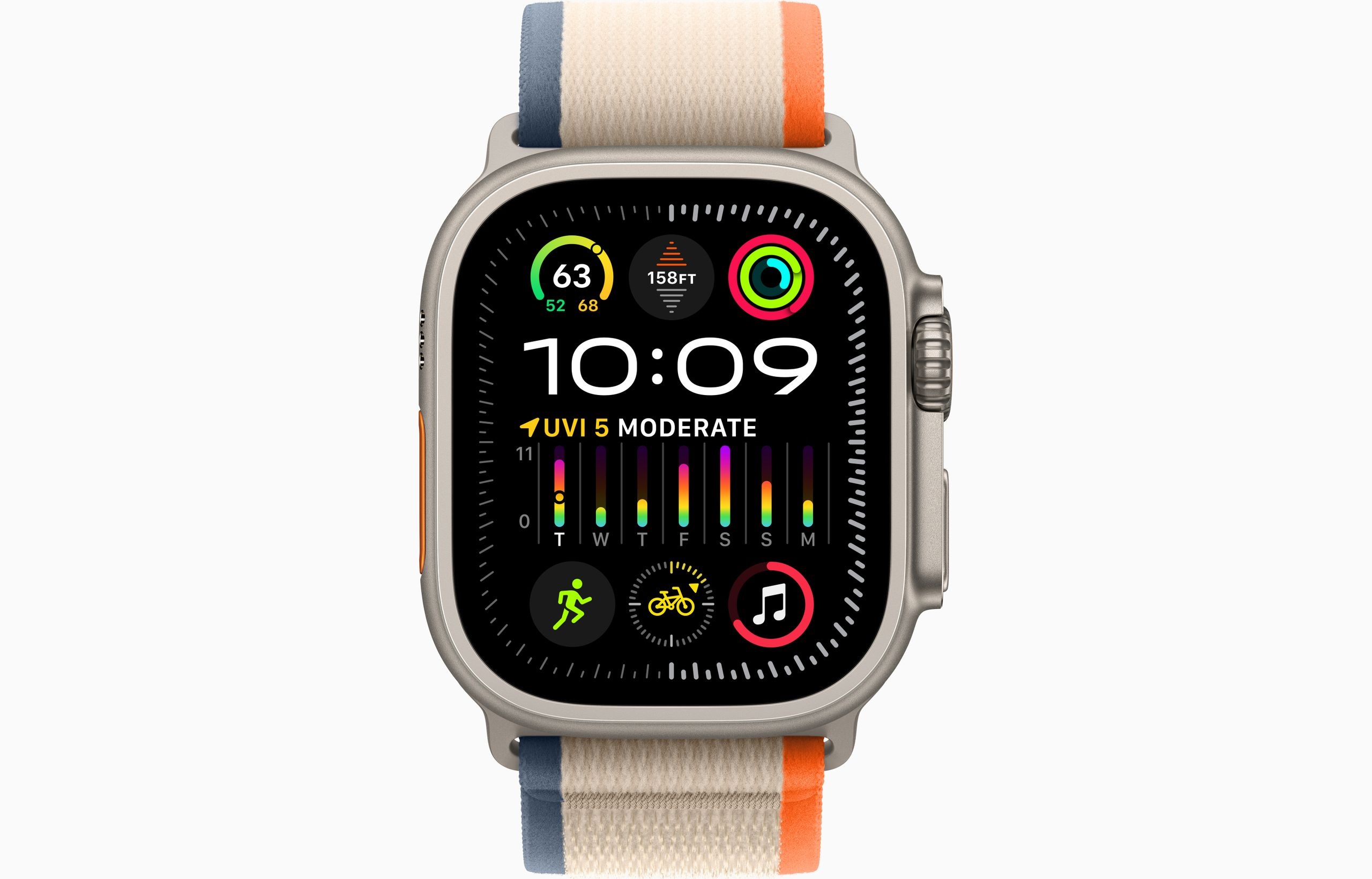 Obrázek Apple Watch Ultra 2/49mm/Titan/Sport Band/Orange-Beige Trail/-S/M