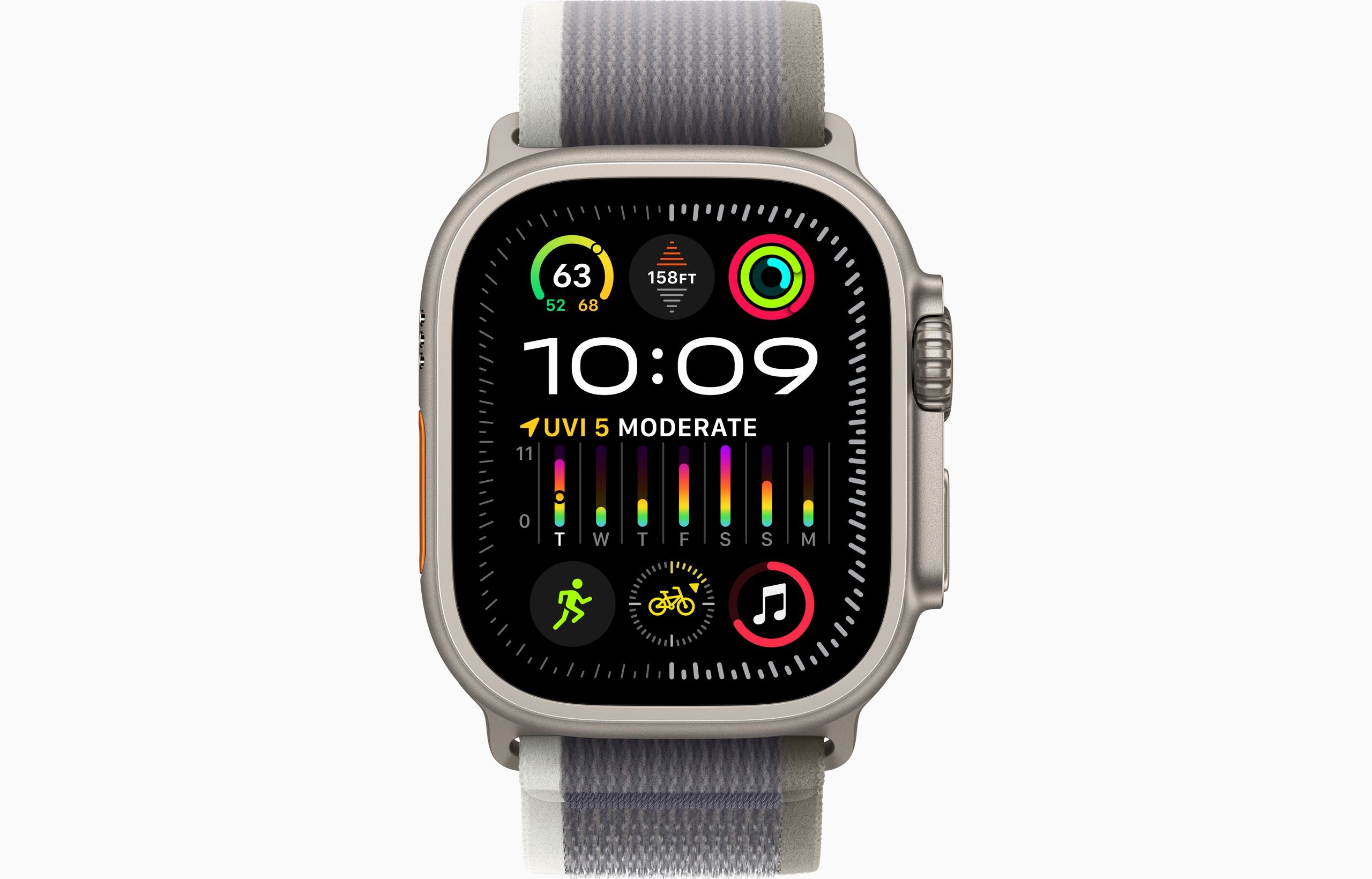 Obrázek Apple Watch Ultra 2/49mm/Titan/Sport Band/Green-Grey Trail/-S/M