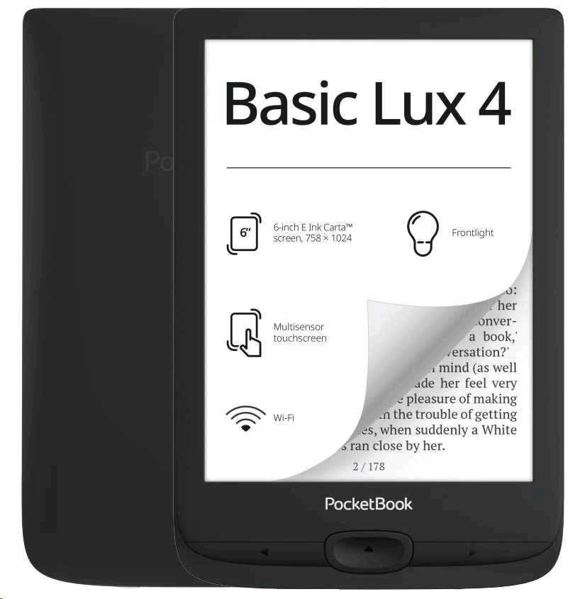 Obrázek E-book POCKETBOOK 618 Basic Lux 4 Ink Black, černý