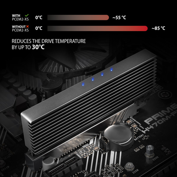 Obrázek AXAGON PCEM2-XS, PCIe x16 - M.2 NVMe M-key slot adaptér, kryt s chladičem pro pasivní chlazení