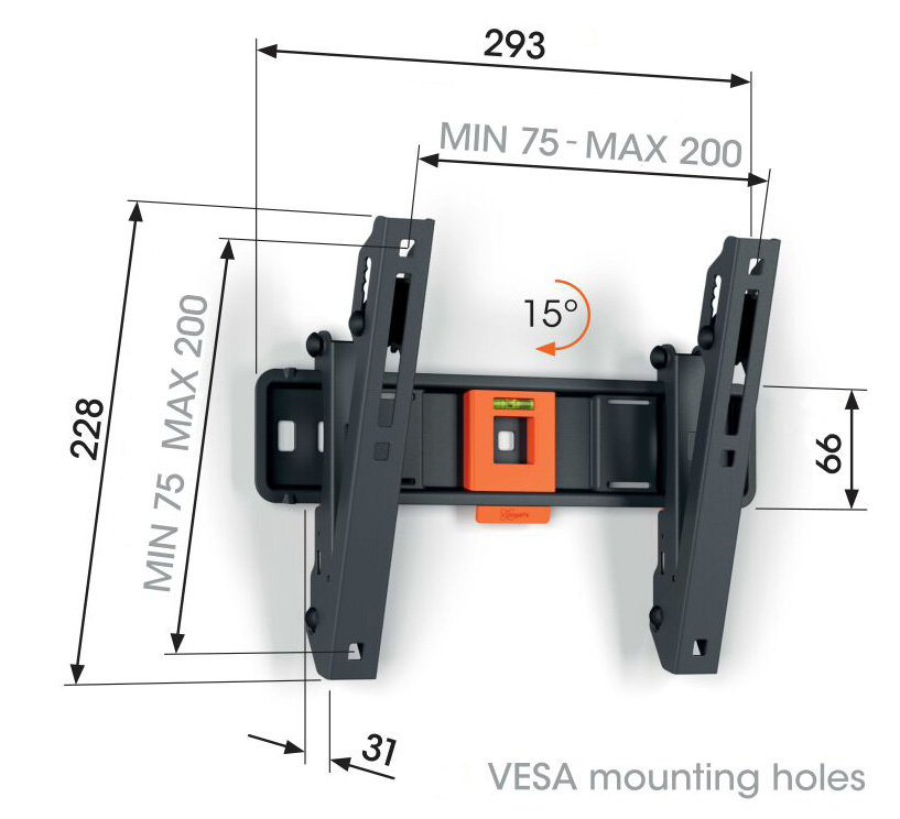 Obrázek Vogel's TVM 1213, TV držák s náklonem pro obrazovky 19-43", 25 kg