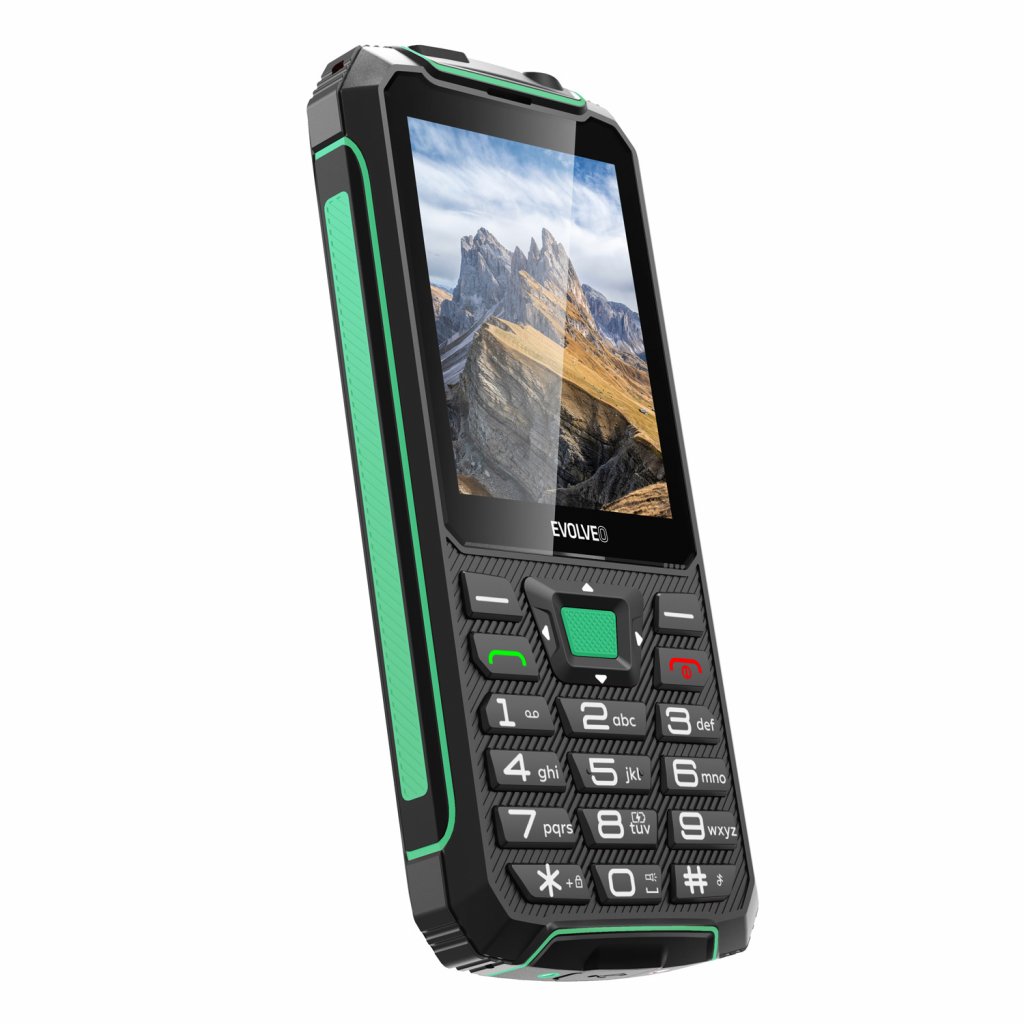 Obrázek EVOLVEO StrongPhone W4, vodotěsný odolný Dual SIM telefon, černo-zelená