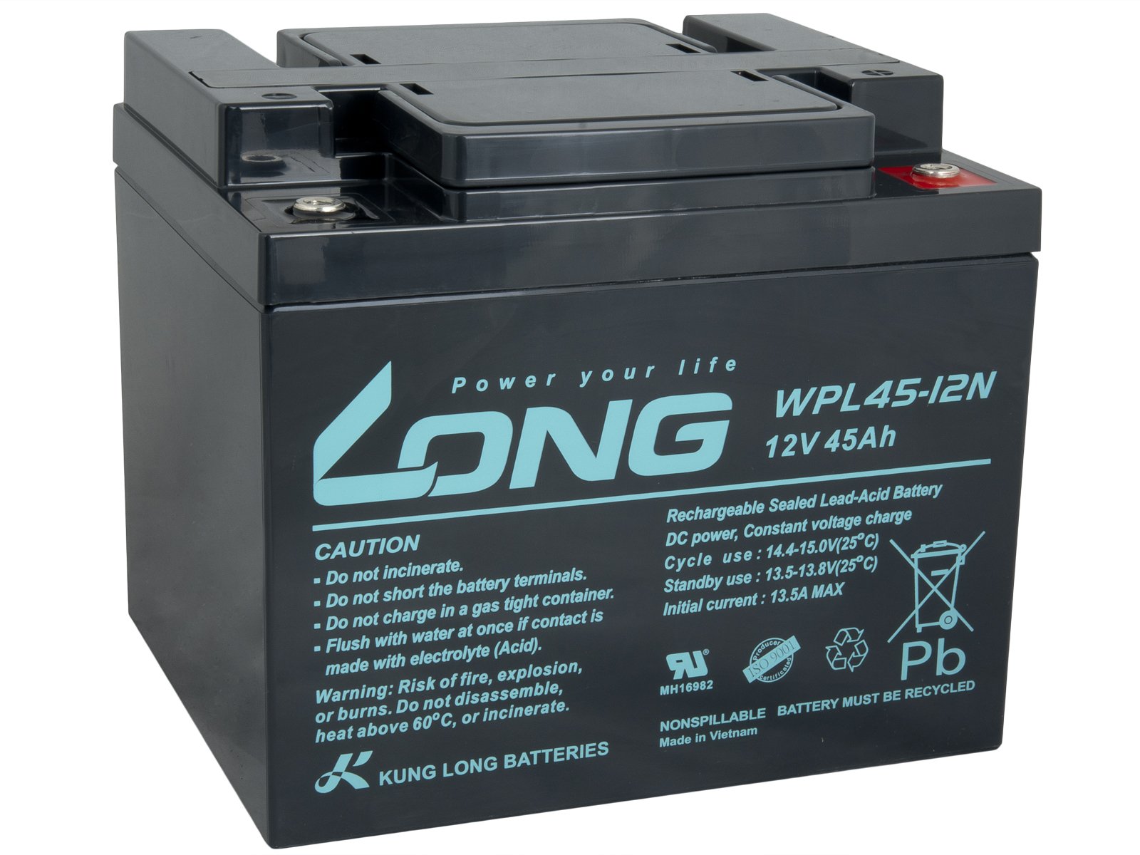 Obrázek LONG baterie 12V 45Ah M6 LongLife 12 let (WPL45-12N)