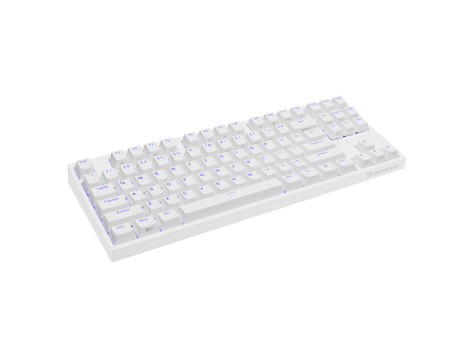 Obrázek Genesis herní mechanická klávesnice THOR 404/RGB/Gateron Yellow Pro/Drátová USB/US layout/Bílá